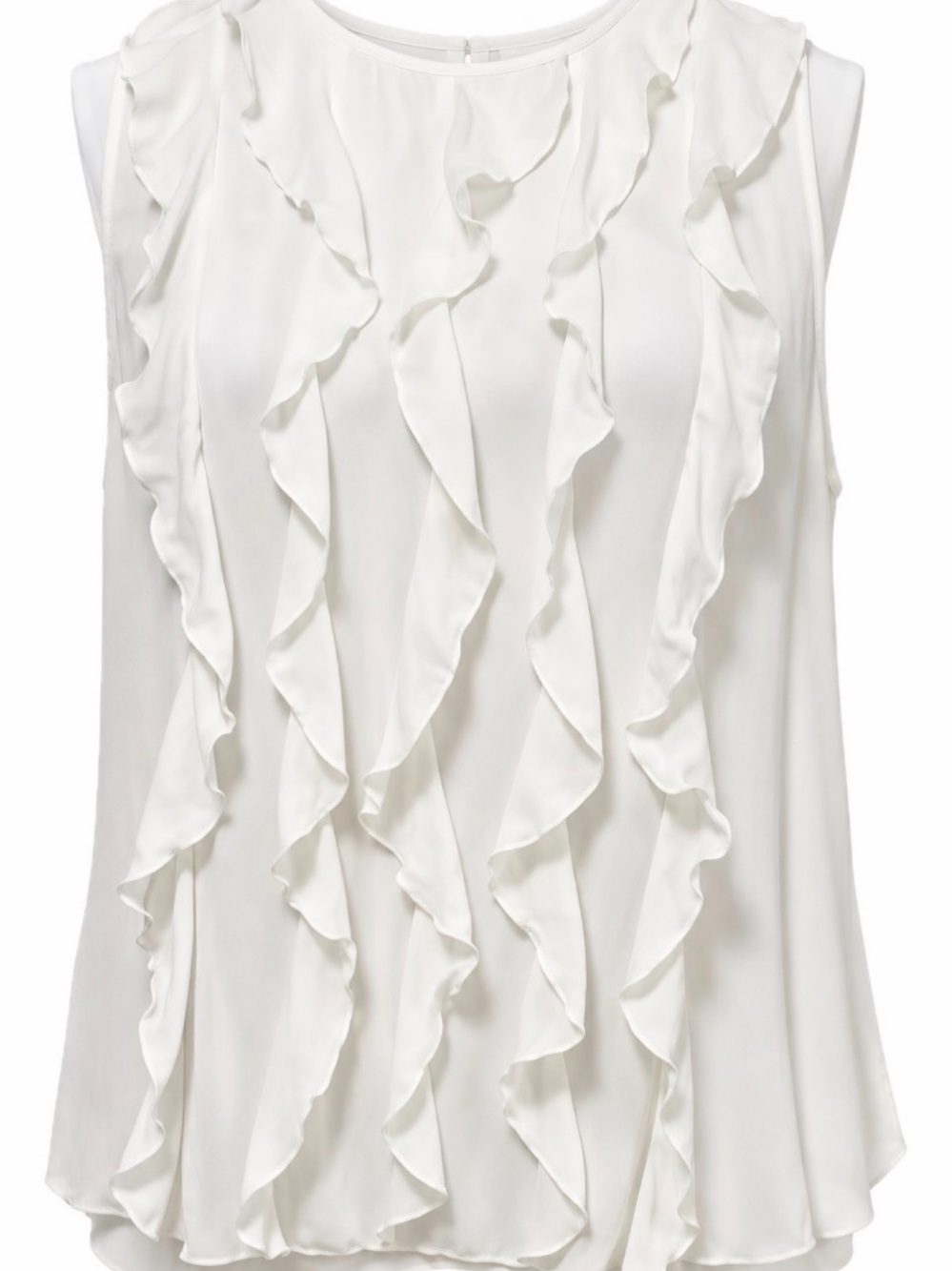 L’Agence 100% Silk Ruffle Blouse – Ivory / Sleeveless / Size M – Retail $300